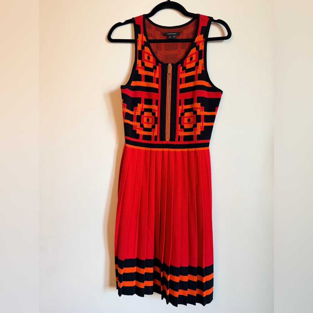 NWT Karen Millen Red and Black Jacquard Knit Woven Skirt Dress. Size M. - Picture 4 of 4